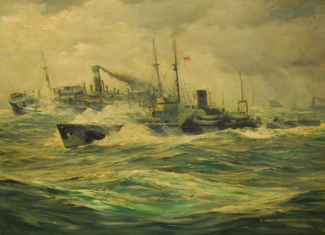 “North Atlantic Convoy and Escort” by Anton Otto Fischer