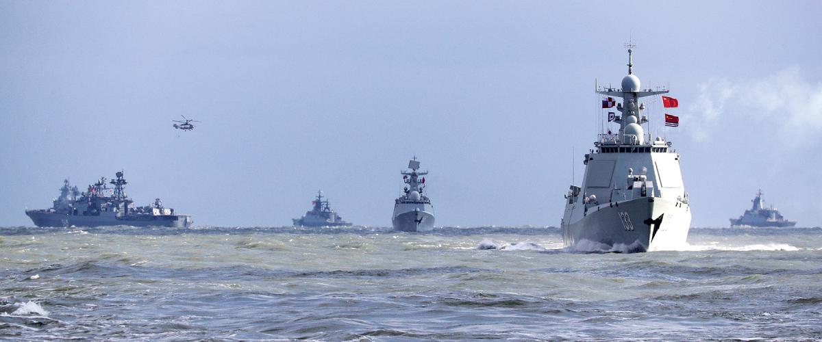 Warships from the Chinese and Russian navies