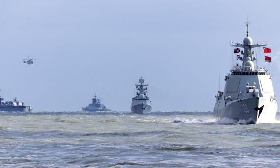 Warships from the Chinese and Russian navies